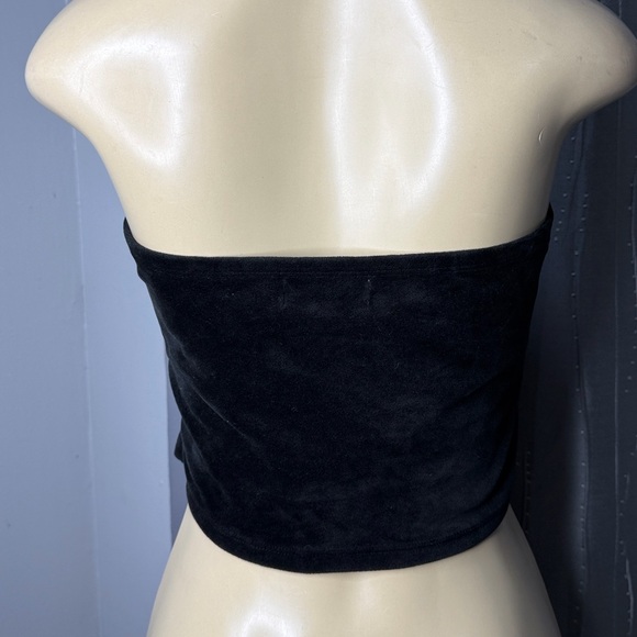 Juicy Couture Women’s Sz XL Black Studded Velvet Tube Top - Picture 4 of 5